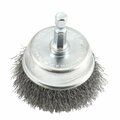 Forney Cup Brush, Crimped, 2 in x .008 in x 1/4 in Hex Shank 72730